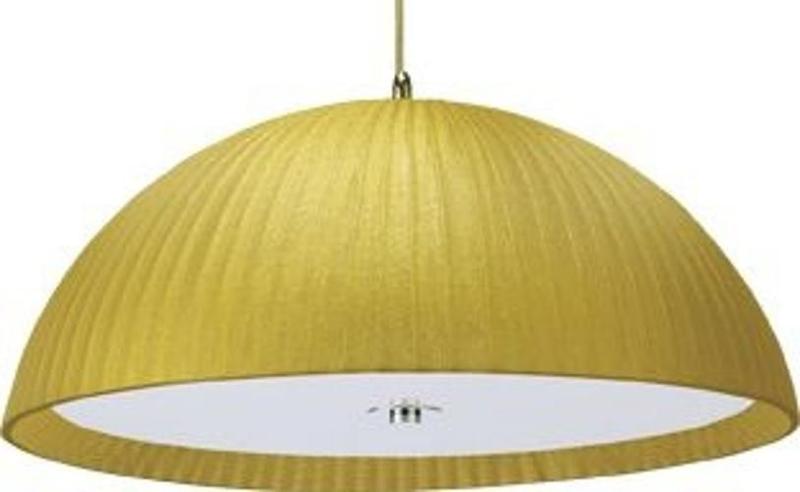 Imagem de Pendente Lustre Arges Tecido Dourado Para Led 60 Cm