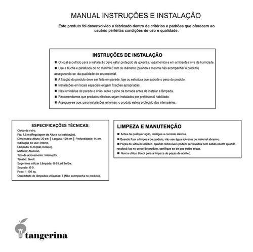 Imagem de Pendente Lustre de teto Jabuticaba 7 Globos Vidro Fumê + Lâmpadas - Cor Preto