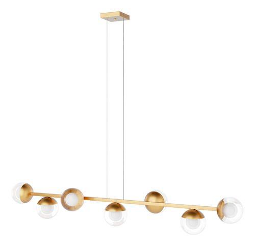 Imagem de Pendente Lustre de teto Jabuticaba 7 Globos Vidro Transparente + Lâmpadas - Cor Dourado