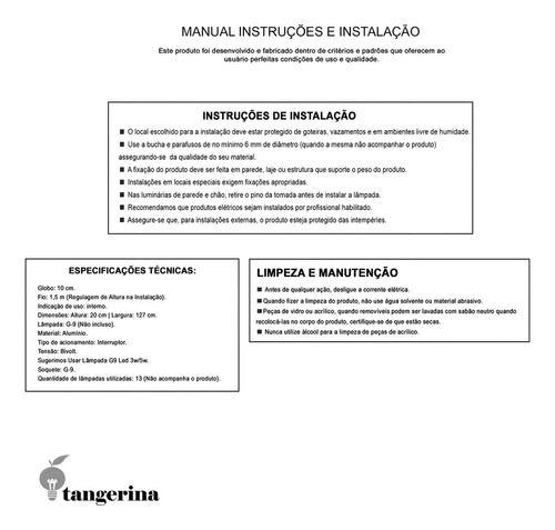 Imagem de  Pendente lustre de Teto Jabuticaba Fio de 1,5m Com 13 Globos de Vidro Transparente Bivolt - DOURADO