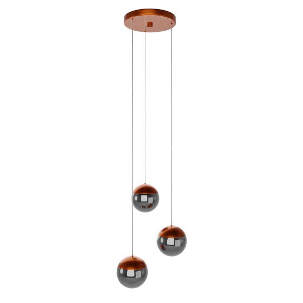 Imagem de Pendente  lustre de Teto Jabuticaba Sueli Com 3 Globo de Vidro Fumê Bivolt - Cobre