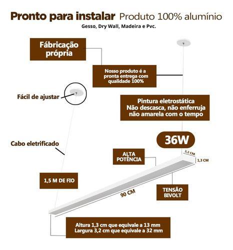 Imagem de Pendente lustre de teto Led Slim Moderno 90cm Led Integrado 36w