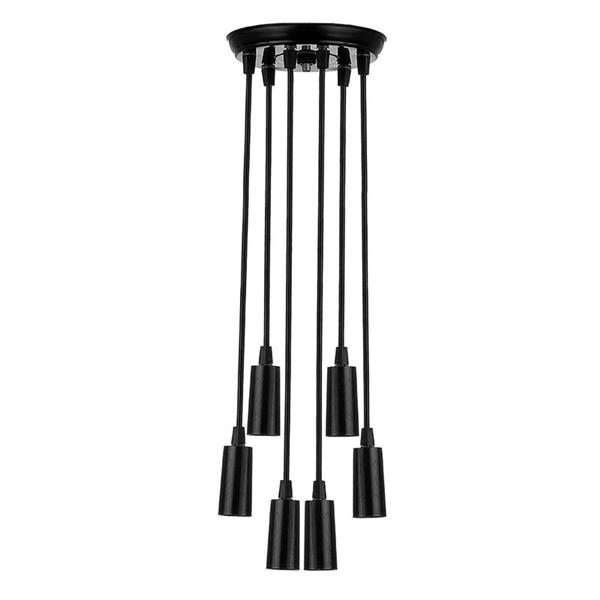 Imagem de Pendente Lustre Estilo Soquete E27 Preto Branco 4 E 6 Lâmpadas