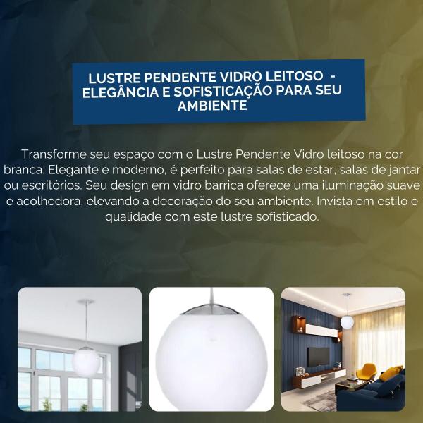 Imagem de Pendente Lustre Globo De Vidro 25x25 Leitoso (branco)