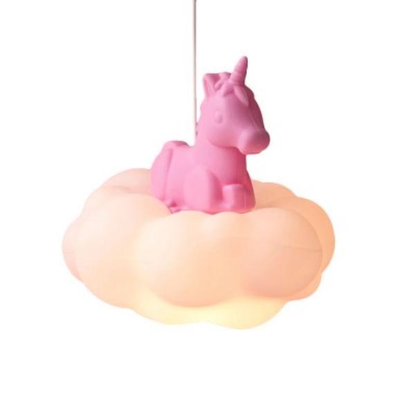 Imagem de Pendente Lustre Infantil Unicórnio Nuvem branca com Unicórnio Rosa + Lâmpada de Led