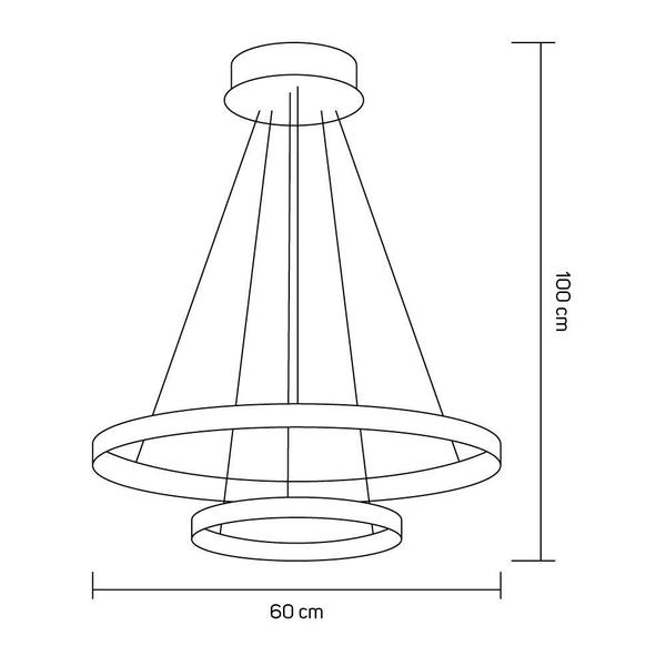 Imagem de Pendente Lustre Led Moderno 2 Aros Arcos Anéis 40Cm E 60Cm