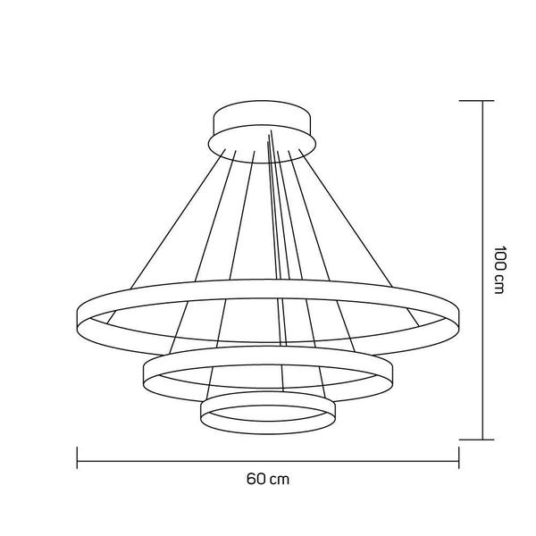 Imagem de Pendente Lustre Led Moderno 3 Aros Arcos Anéis Atenas 20 40