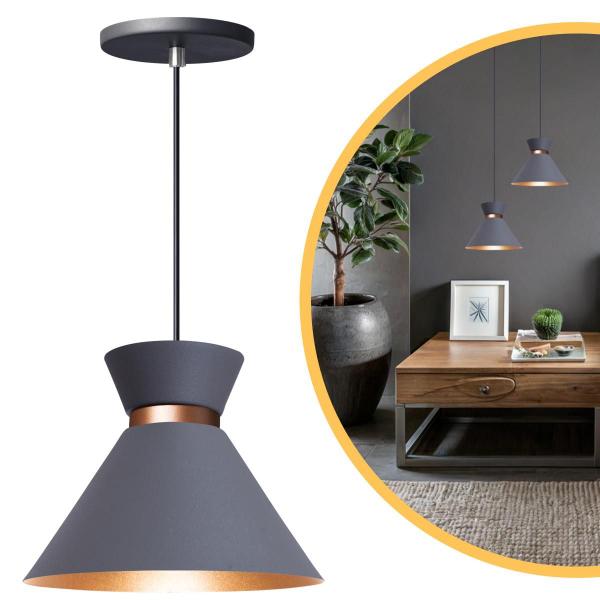 Imagem de Pendente Lustre Luminária Berlin 15cm Cinza