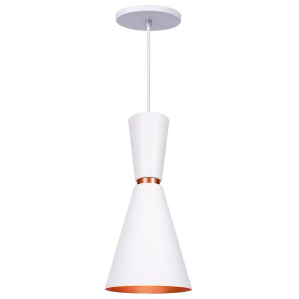 Imagem de Pendente Lustre Luminária Cone Moscou 39cm Branco