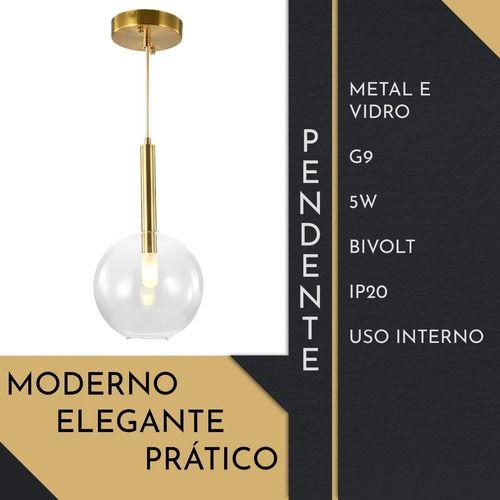 Imagem de Pendente Lustre Luminaria Filó Lâmpada Moderno Sala Dourado Bella