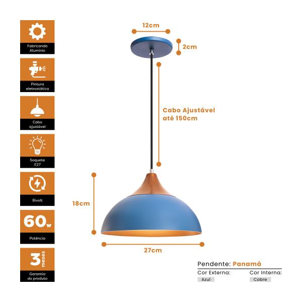 Imagem de Pendente Lustre Luminária Panama Azul