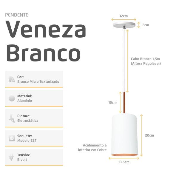 Imagem de Pendente Lustre Luminária Veneza Branco