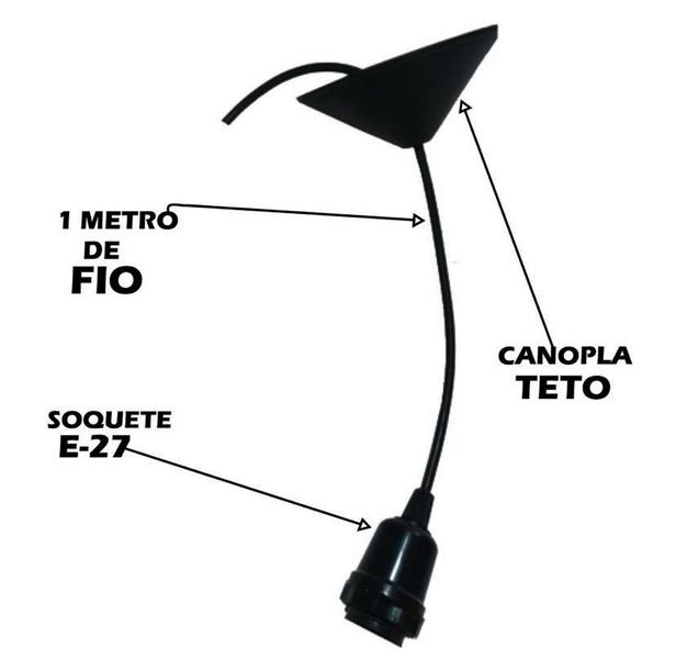 Imagem de Pendente Lustre Moderno Versátil Incluso Kit Fiação Modelo Preto