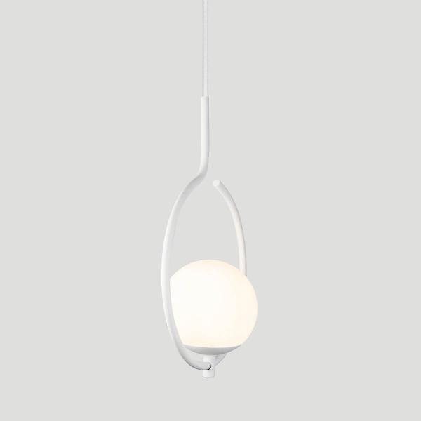 Imagem de Pendente Lustre On Loop BRANCO com globo de vidro BRANCO