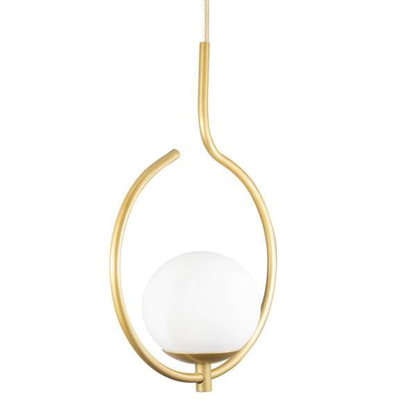 Imagem de Pendente Lustre On Loop Dourado Com Globo De Vidro Branco