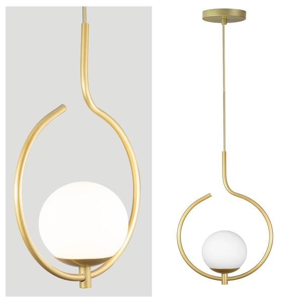 Imagem de Pendente Lustre On Loop Dourado Com Globo De Vidro Branco