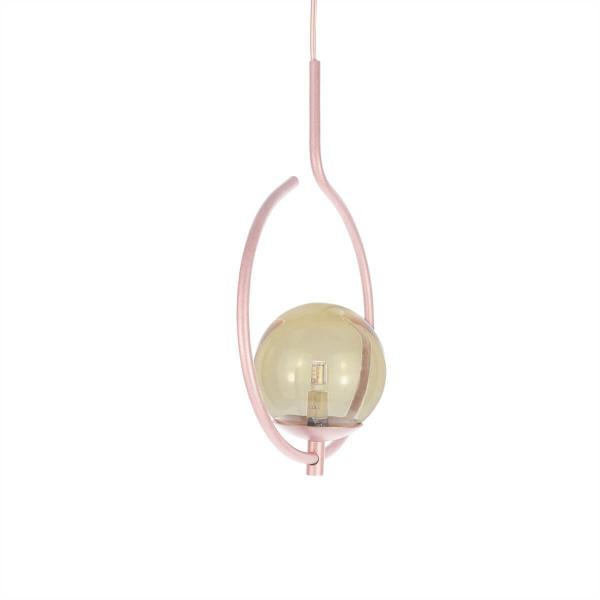 Imagem de Pendente Lustre On Loop ROSÉ com globo de vidro ÂMBAR