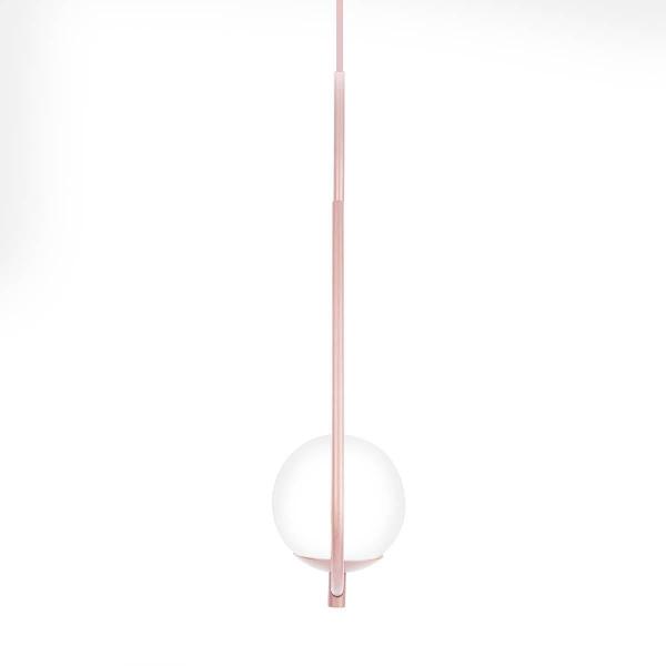 Imagem de Pendente Lustre On Loop Rosé Com Globo De Vidro Branco