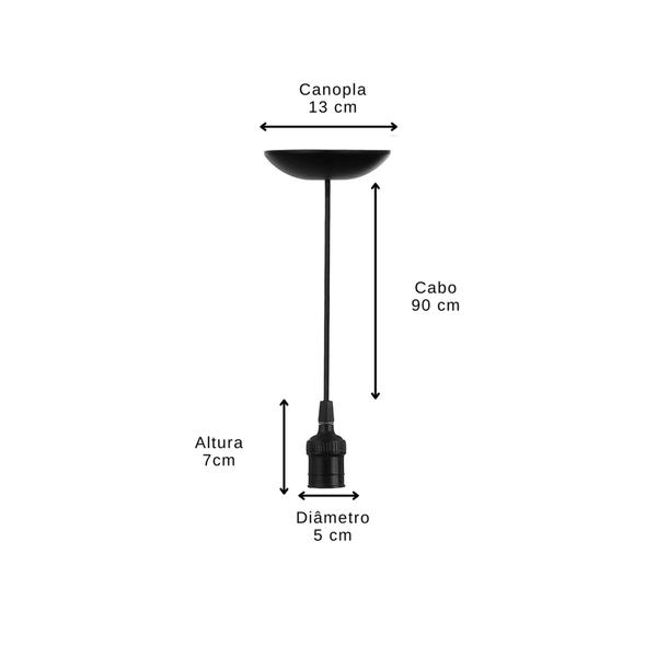 Imagem de Pendente Lustre Popy Soquete E27 Sem Chave Preto 1, 2 E 3 Lâmpadas