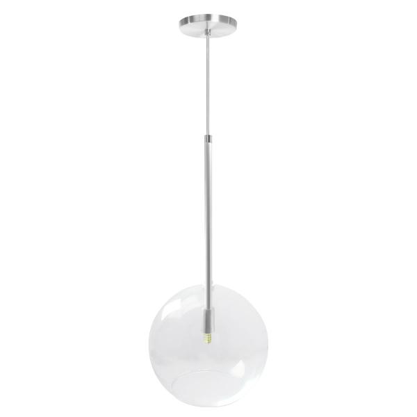 Imagem de Pendente Lux Escovado Globo Vidro Cristal 25Cm  + Led