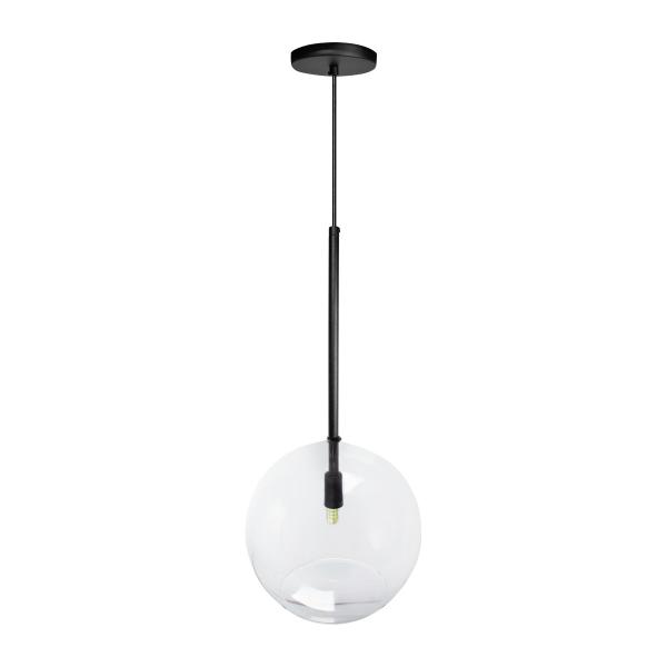 Imagem de Pendente Lux Preto Globo Vidro Cristal 25Cm  + Led