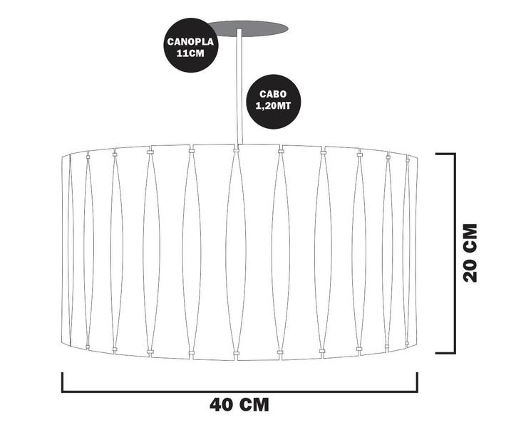 Imagem de Pendente Madeira Mdf Circular Grande 40Cmx20Cm Sala Jantar