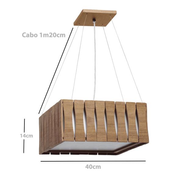Pendente Madeira Ripado Quadrado 40x40cm - Adrilustres Imagem de Pendente Madeira Ripado Quadrado 40x40cm