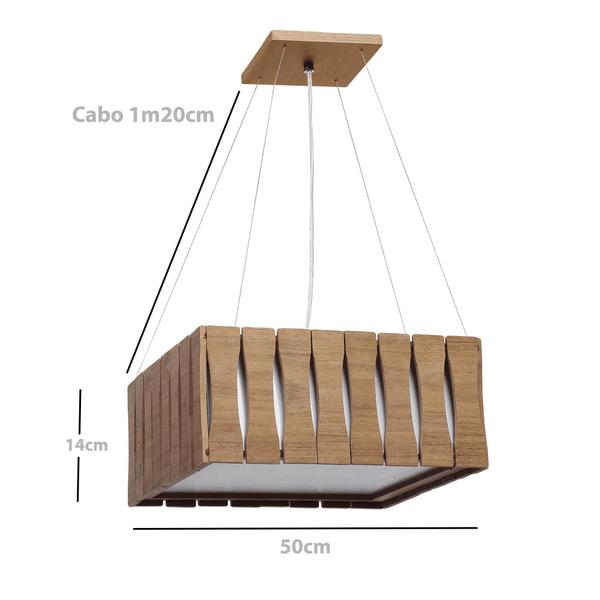 Imagem de Pendente Madeira Ripado Quadrado 50x50cm