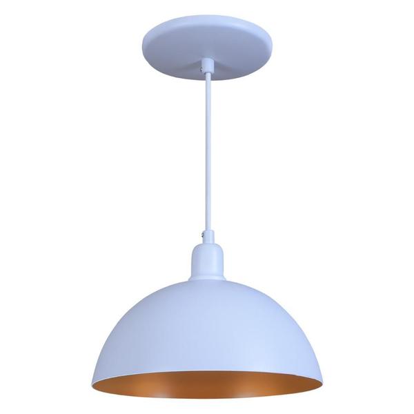 Imagem de Pendente Meia Lua 24cm Luminária Lustre Alumínio Branco Brilhante