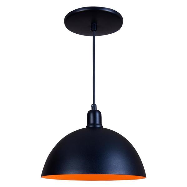 Imagem de Pendente Meia Lua 24cm Luminária Lustre Alumínio Preto Brilhante