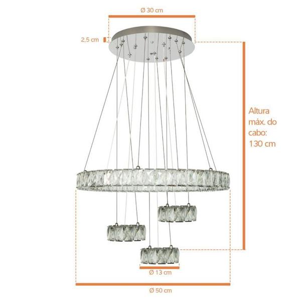 Imagem de Pendente Moderno Cristal Tokyo Composto LED 48W RD 4K CR BIVOLT