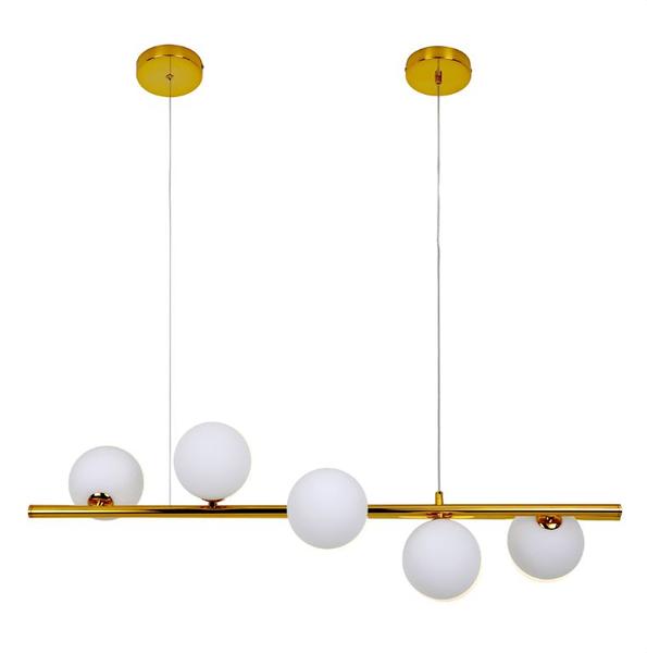 Imagem de Pendente Molecular Dourado com Globos Brancos 90cm 5G9