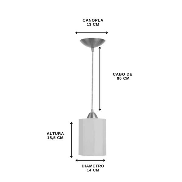 Imagem de Pendente Octolux Luminária Soquete E27 Lustre Termoplástico Teto Quarto Sala