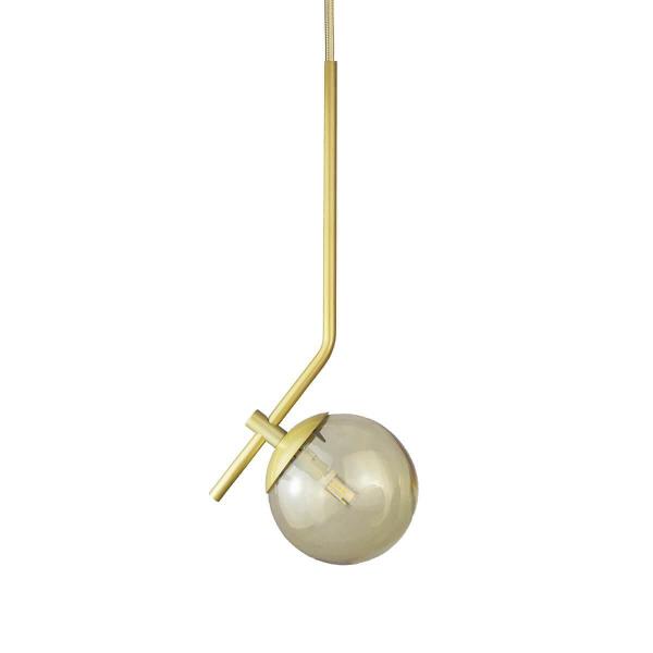 Imagem de Pendente On Ly Dourado Com Globo Esfera De Vidro Âmbar