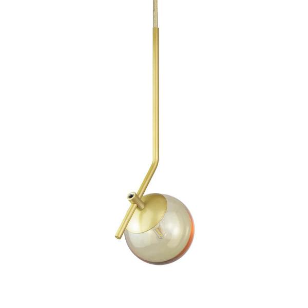 Imagem de Pendente On Ly Dourado Com Globo Esfera De Vidro Âmbar