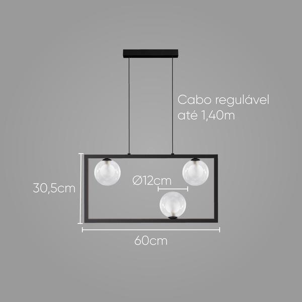 Imagem de Pendente Orbit 3 Globos Transparente e PT Studioluce + 3X G9 BF ST2662