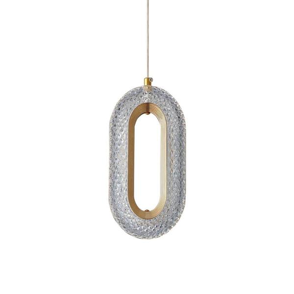 Imagem de Pendente Oval Acrílico Dourado LED 3 Cores 86W Bivolt Cabo 1,5M  8125-SS - Aaa Top