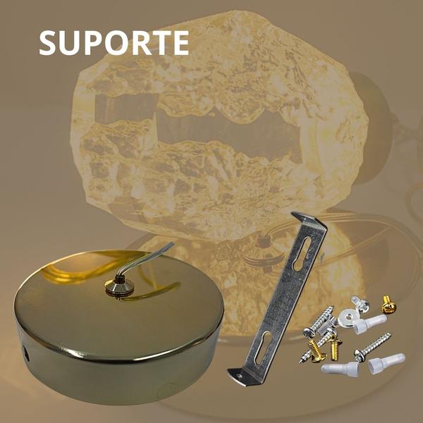 Imagem de Pendente pedra cristalina pd1119 dourado ip20 bivolt cabo ajustável quente/frio/neutro