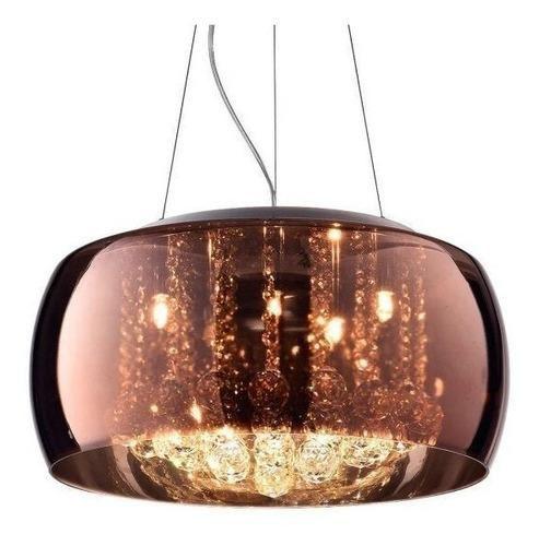 Imagem de Pendente Plafon Teto Cristal 200w Cobre 40cm P/ 5xg9 Bivolt Soho Bella PD002CO