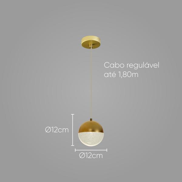 Imagem de Pendente Poppy Ouro Fosco Globo 12cm + 1X G9 BQ ZR138 Starlux ST2604