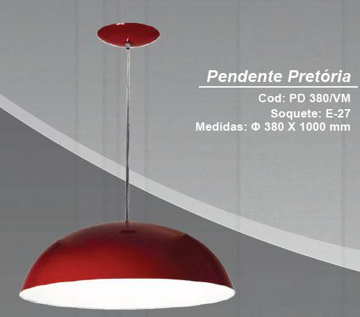 Imagem de Pendente Pretoria Vermelho 1E27 KIN PD380/VM