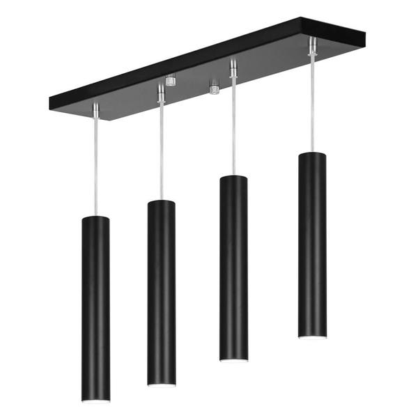 Imagem de Pendente Quadruplo Tubo Cilindro Preto 50Cm + Led 6k