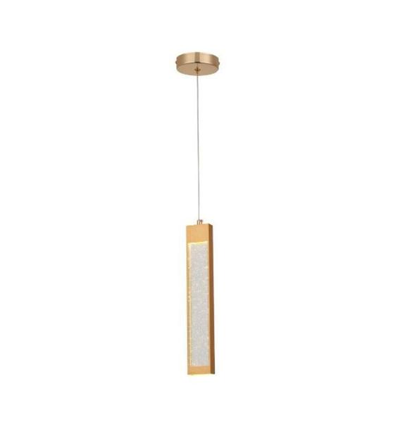 Imagem de Pendente Retangular Dourado com Cristal 30cm Led 5W 3000K Bivolt