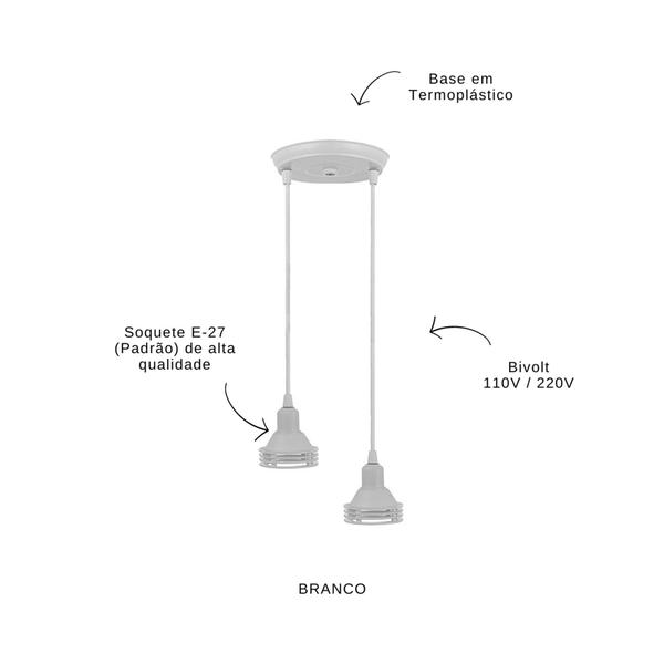 Imagem de Pendente Saturno 2 Lâmpadas Soquete E27 Lustre Termoplástico Teto Sala Quarto Lavabo