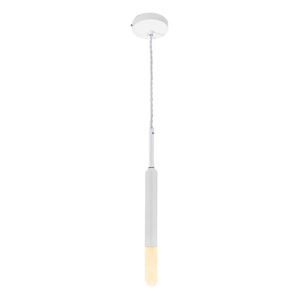 Imagem de Pendente Slim Metal Cúpula Vidro BRANCO + Led G9 5w Branco Frio 220V St1741