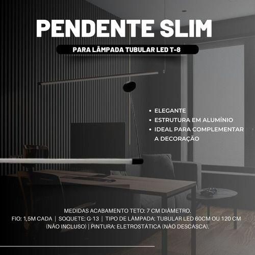 Imagem de Pendente Slim Para Teto de Sala Ou Escritorio Com Lâmpada Tubular Led Bivolt