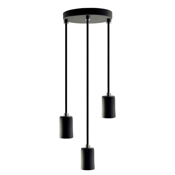 Imagem de Pendente Soquete Copinho E27 Preto Triplo + Led ST64