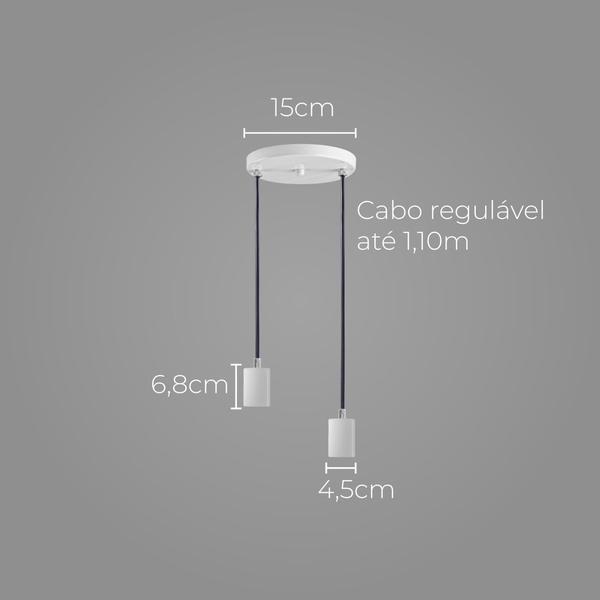 Imagem de Pendente Soquete Duplo Alumínio Branco P/ Lâmpada E27 St1696