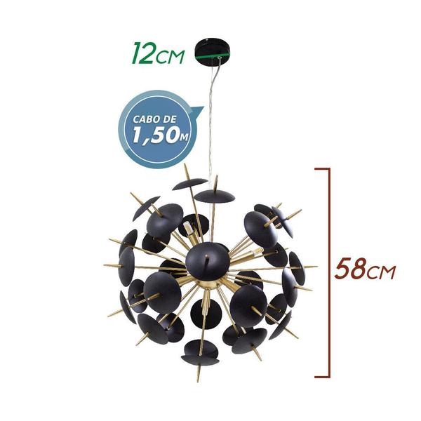 Imagem de Pendente Sputinik Atom Orbit Esfera Globo Preto St1234