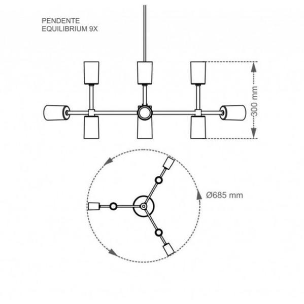 Imagem de Pendente Taschibra Equilibrium 9xE27 Preto